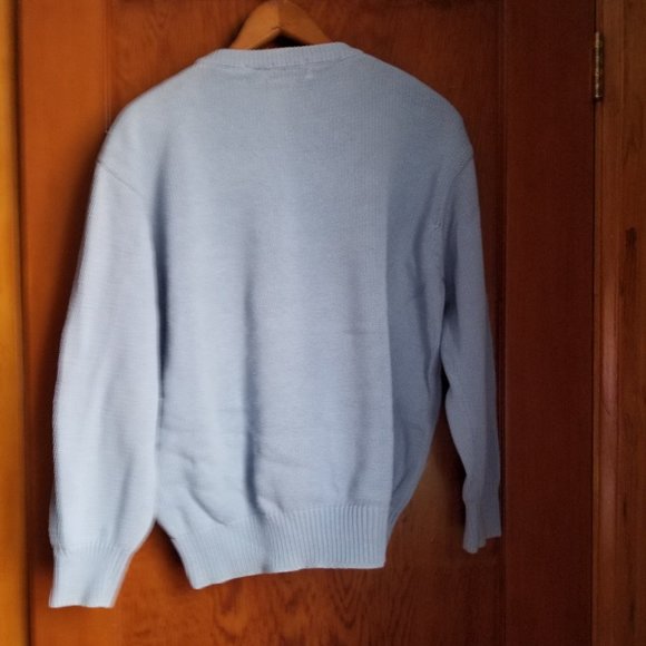 COPY - Vintage 90s, medium weight cotton sweater, M, L, XL, pale blue, Fox - Picture 2 of 6